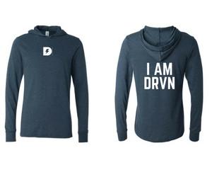 I AM DRVN Long Sleeve Hooded T-shirt | Heather Navy - DRVN